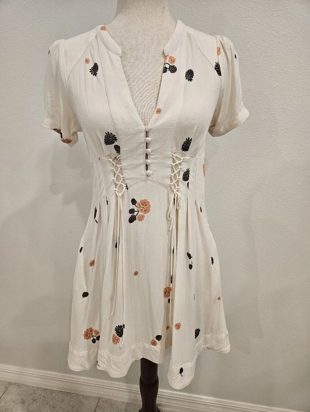 Free People Floral Blackberry Corset Lace Up Mini Dress Size 0